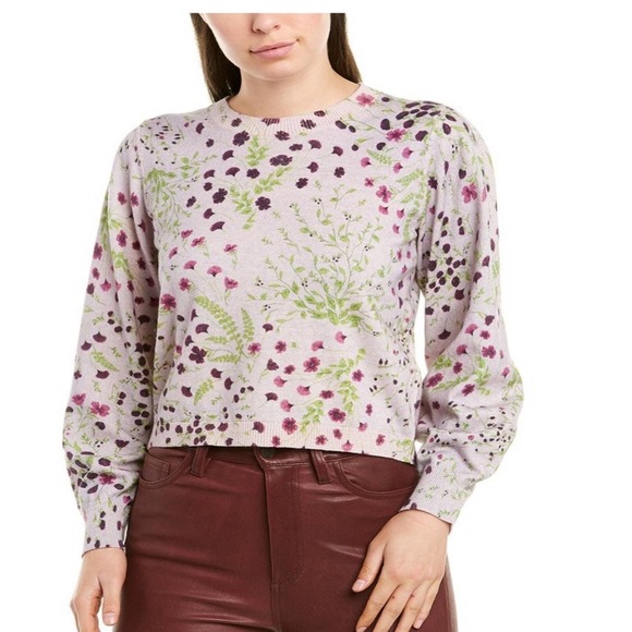 Joie Sweaters - Joie Verna Sweater Heather Grey Floral Cashmere XS